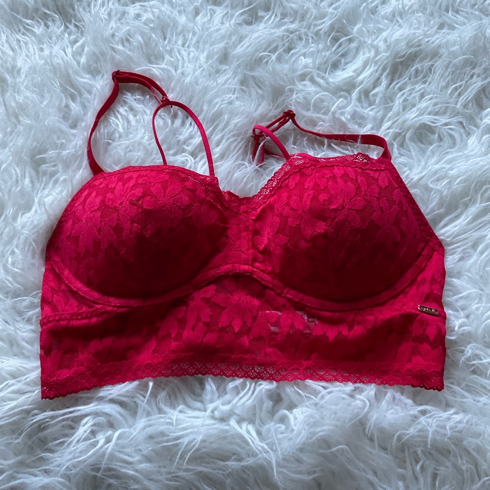 Red Lace Longline Bralette - Women Intimates